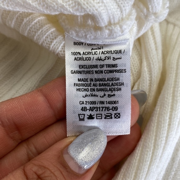 2/$25 NWT White boat neck ribbed long sleeve formal office sweater size Medium - Picture 4 of 8